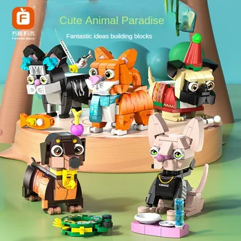 Фанг Оранжевый Строительный блок, игрушки для кошек и собак, Милый питомец, Веселый кролик, Сборка животных, детские подарки, развивающие игрушки