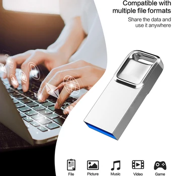 Флешка 128 ГБ USB Флэш-накопитель Серебристый Металлический USB-накопитель 64 ГБ 32 ГБ Флеш-накопитель USB-накопитель для ПК Ноутбука