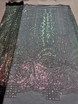 Французская Африканская Тюлевая Кружевная ткань С вышивкой Пайетками, Африканская Сетчатая Кружевная ткань 2023, Высококачественное Кружево для пошива нигерийских платьев