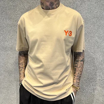 Хлопковая футболка с круглым вырезом и короткими рукавами с принтом Yamamoto Yohji Y-3 для мужчин и женщин, Свободная универсальная простая футболка Y3 с короткими рукавами