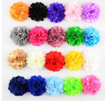 Цветы из шифоновой ткани для девочек, повязки на голову, украшения для волос, аксессуары 