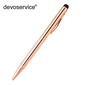 Шариковая ручка цвета розового золота, Модный креативный стилус, сенсорная ручка для письма, Канцелярские принадлежности, Офисная и школьная ручка, Шариковая ручка, Черная заправка