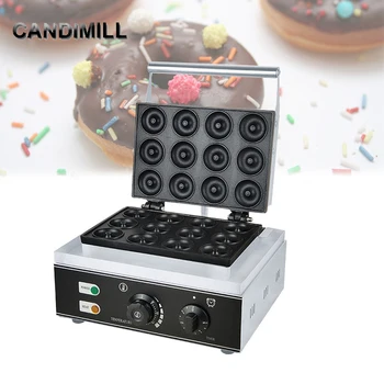 Электрическая Мини-коммерческая машина для приготовления пончиков-вафельниц для приготовления 12 пончиков с антипригарным покрытием