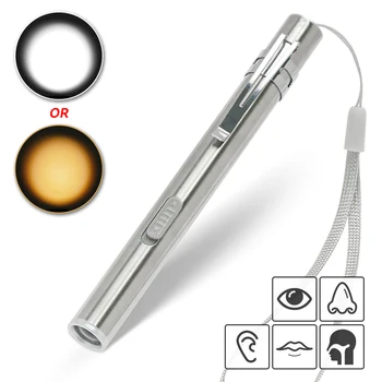 Энергосберегающий портативный мини-фонарик-ручка, перезаряжаемый через USB, Профессиональный медицинский светодиодный фонарик с зажимом из нержавеющей стали