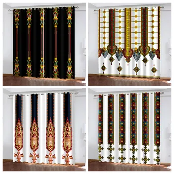Эфиопские и эритрейские традиционные шторы в полоску для гостиной, Спальный гарнитур, Роскошный дизайн, высококачественные полиэстеровые кортины