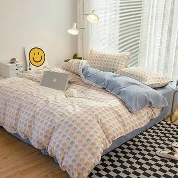 Японский минималистичный набор пододеяльников для пуховых одеял, 4 шт., комплекты постельного белья, 100% хлопок, мягкий комплект постельного белья 