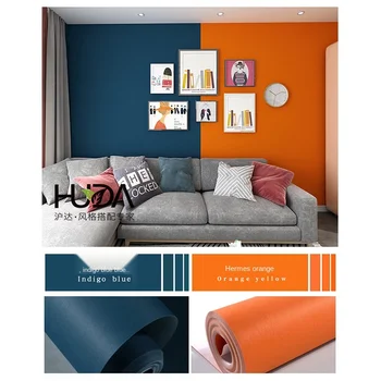 Ярко-Оранжевые Обои Macaron Сплошной Цвет Прозрачная поверхность Скандинавский Стиль Простая Однотонная Мода Оранжевый Фон Стена