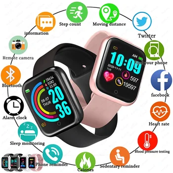 2023 Оригинальные Смарт-часы D20 Мужские Bluetooth Smartwatch Частота сердечных сокращений Фитнес Спортивные Смарт-Часы Женские Детские Y68 Смарт-часы-Браслет